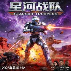 科幻电影《星河战队》海报 - 未来战士在异星战场战斗的炫酷场景
